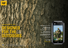 Cat advertisement for mobile phone with tree and displaying a picture of tree surgeon on mobile working. Ross Woodhall - Action & Lifestyle Photography