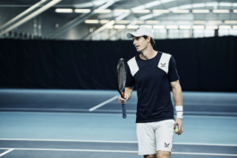 UK tennis player Andy Murray. In action playing tennis, wearing Andy Murray Castore AMC tennis clothing. shot at National Tennis centre in London Ross Woodhall - Action & Lifestyle Photography