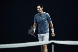 UK tennis player Andy Murray. In action playing tennis, wearing Andy Murray Castore AMC tennis clothing. shot at National Tennis centre in London Ross Woodhall - Action & Lifestyle Photography