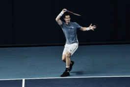 UK tennis player Andy Murray. In action playing tennis, wearing Andy Murray Castore AMC tennis clothing. shot at National Tennis centre in London Ross Woodhall - Action & Lifestyle Photography