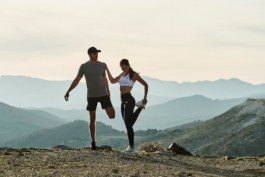 A couple of runners, stretching their legs, wearing Castore. Ross Woodhall - Action & Lifestyle Photography