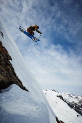 skier jumping mid air. off piste. Ross Woodhall - Action & Lifestyle Photography